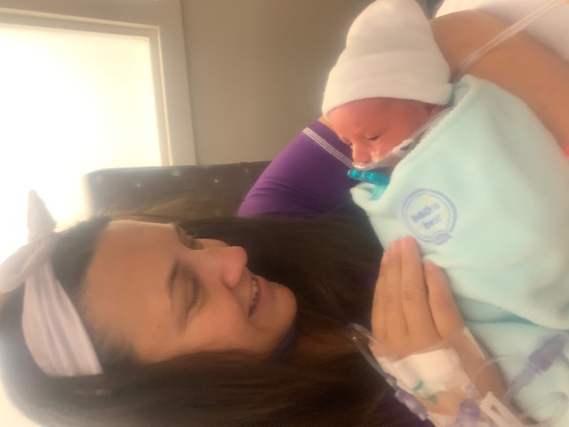 Kerri Carpenter with her newborn.